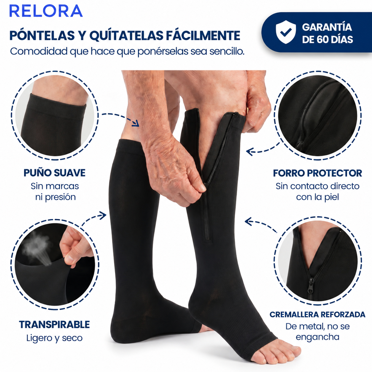EasyZip™- Calcetines de compresión con cremallera